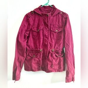 Aéropostale, Prince & Fox cinch-waist utility jacket, L, , burgundy, P2P:  , EUC